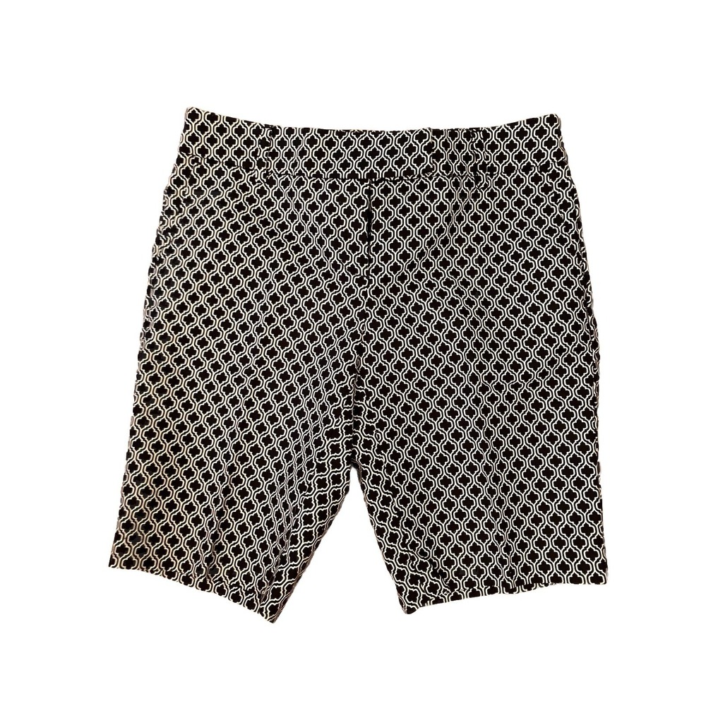 Katherine Barclay Shorts Sz 2 Navy Blue Print Chino Bermuda Shorts Women's